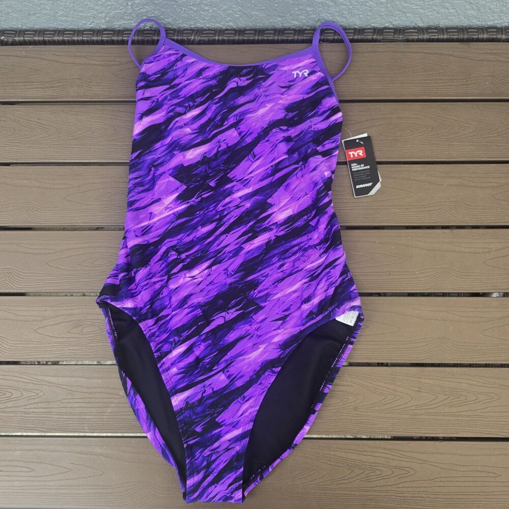 TYR Durafast Elite Women's Vitric Purple Trinityfit One Piece Swim Sz 36 New